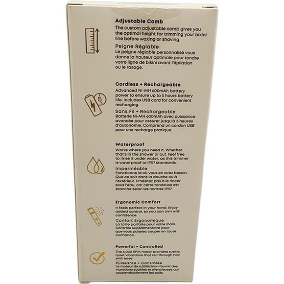 Bushbalm The Francesca Bikini/Body Hair Trimmer Wet/Dry Rechargeable New in Box - Picture 3 of 6